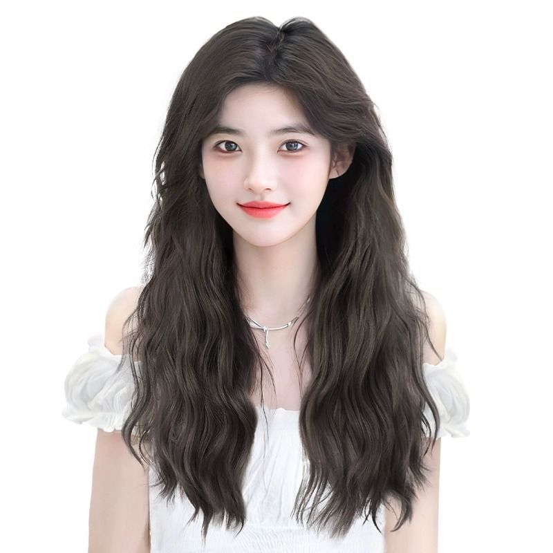 Rizador de pelo largo de las mujeres de la cabeza del pelo aumento de volumen mullido simulación de pelo de una pieza sin fisuras invisible de tres piezas extensión de pelo rizado