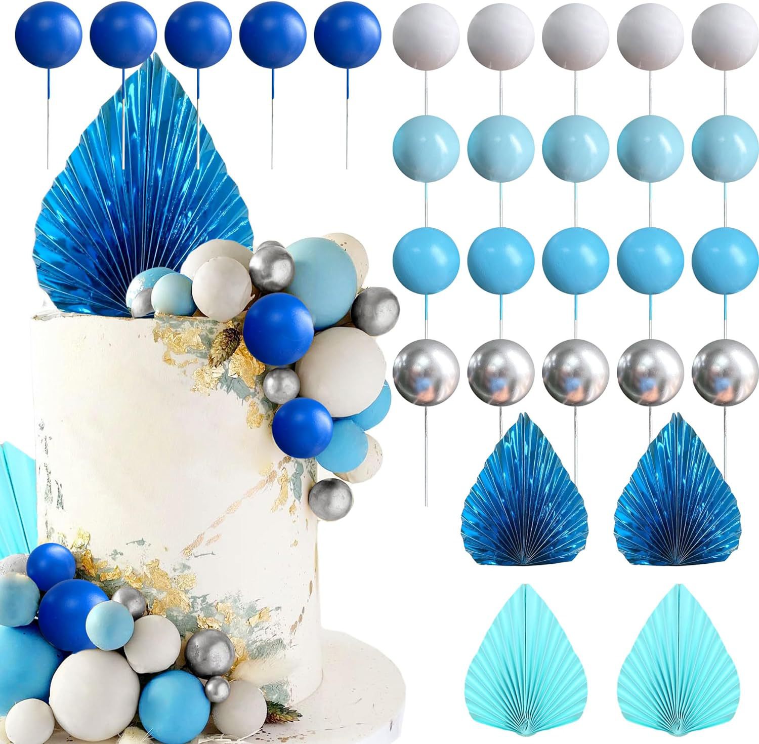 블루 종이 팬 케이크 볼 세트