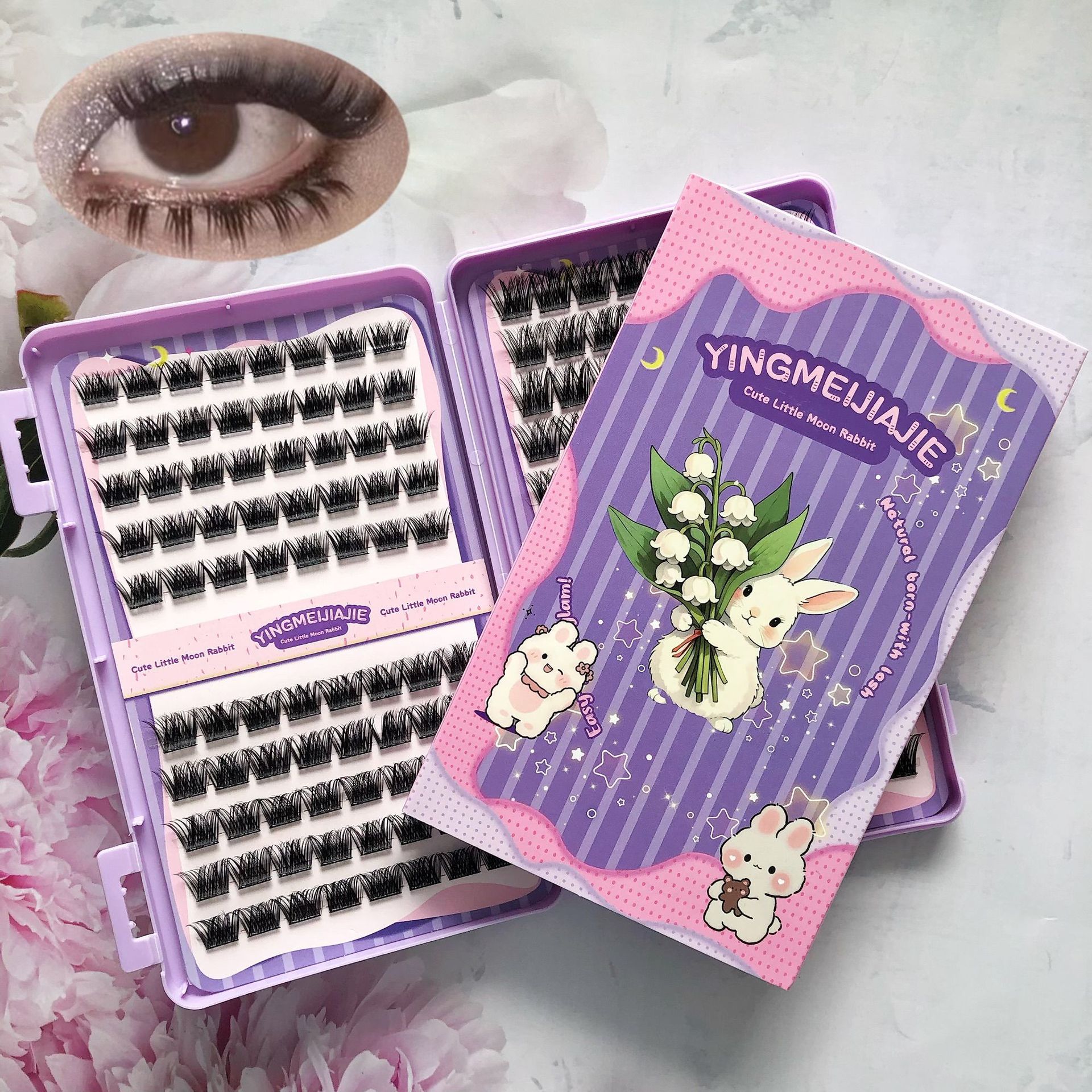 20 filas de paquete de caja de regalo de pestañas falsas transfronterizas, pestañas falsas densas, pestañas falsas sin pegamento.