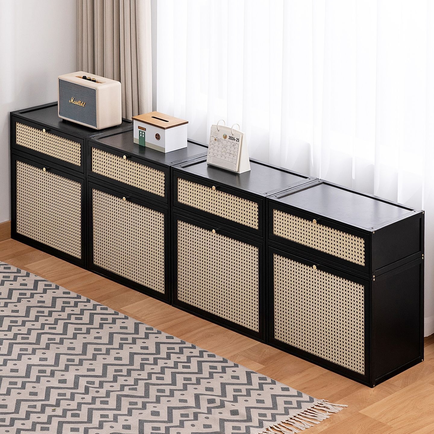 Bay window cabinet, floor-standing storage cabinet, freely combinable storage cabinet, multi-layer storage cabinet for home living room and bedroom, for organizing miscellaneous items
