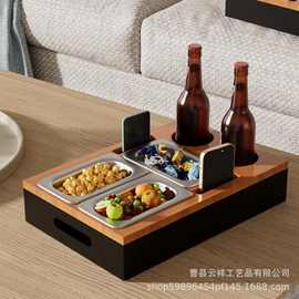 创意木质啤酒卡槽零食收纳盒茶几手机遥控器整理盒桌面木质干果盒