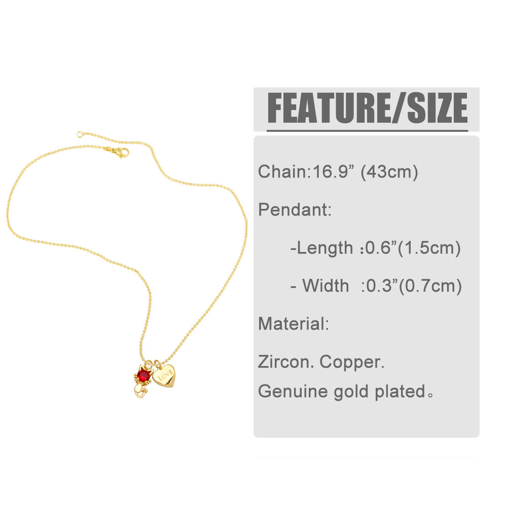 Fashion Cute Cat Heart Pendant Clavicle Chain Necklace Wholesale display picture 1