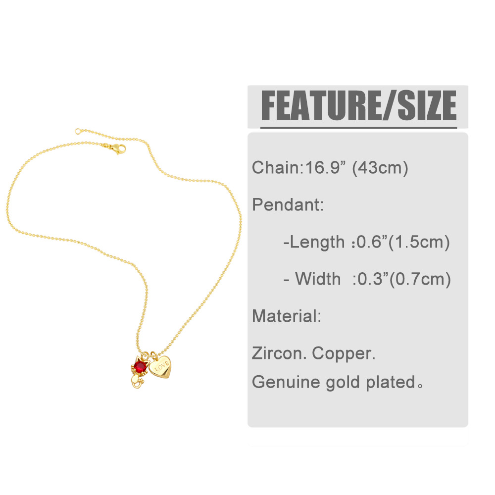 Fashion Cute Cat Heart Pendant Clavicle Chain Necklace Wholesale