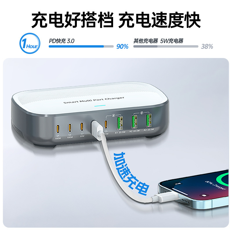 USB 高速充電マルチポート USB 携帯電話充電器窒化ガリウムデスクトップ充電器 PD100W マルチポート充電ステーション携帯電話|undefined