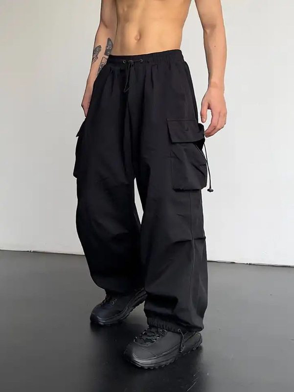American Quick-drying overalls Men's 2024 Summer New Parachute Pants High Waist Wide Leg Casual Sports Trousers American Quick-drying overalls Men's 2024 Summer New Parachute Pants High Waist Wide Leg Casual Sports Trousers