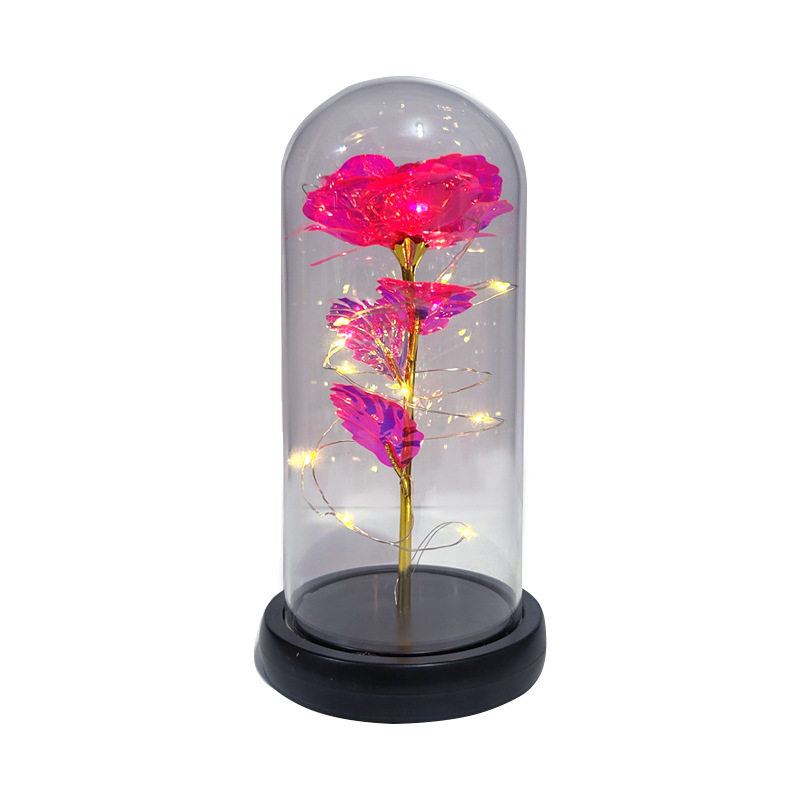 Flor eterna Pantalla de Cristal 520 regalo hoja de oro rosa flor artificial caja de regalo de cumpleaños decoración creativa lámpara