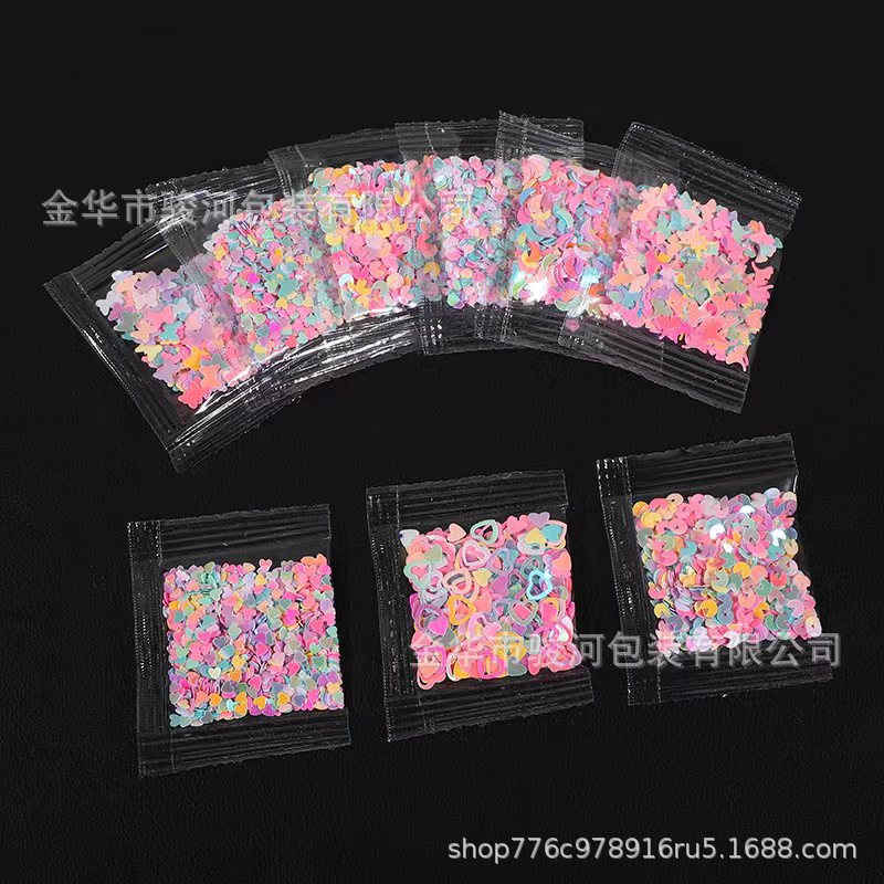 2G/New Trendy Hollow Five-Pointed Star Nail Art Sequins Iridescent Butterfly DIY Colorful Glitter Powder