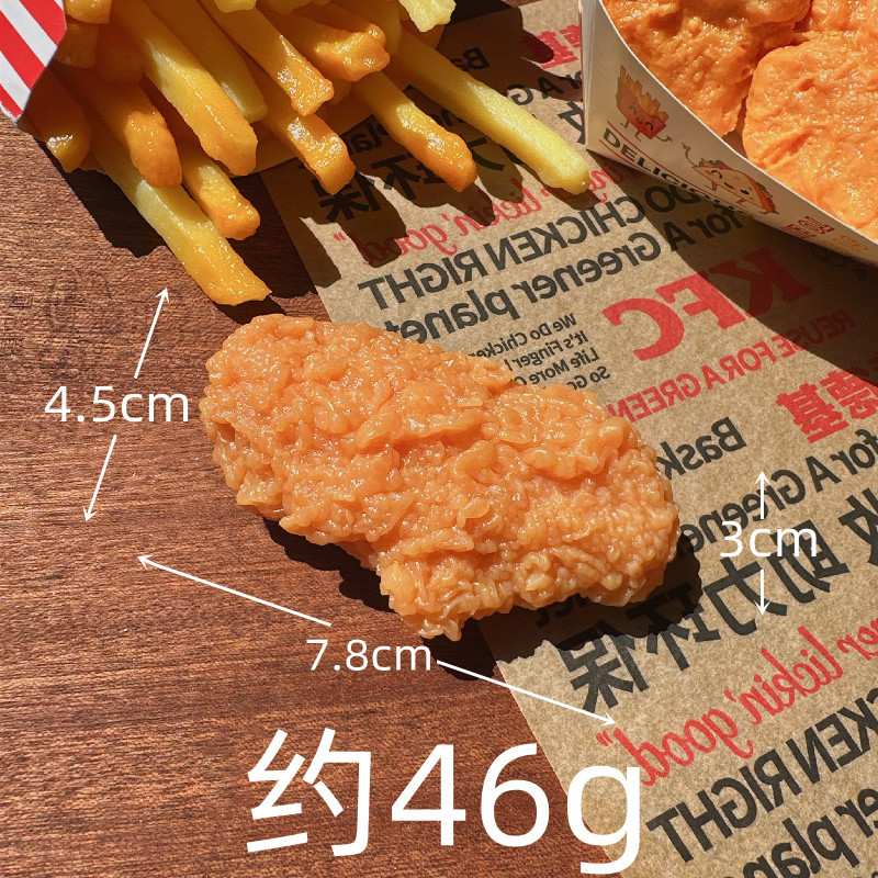 Fábrica en stock al por mayor simulación alimentos papas fritas pollo pierna alas Orleans cangrejo alicates fritos modelo de juego accesorios colgantes adornos