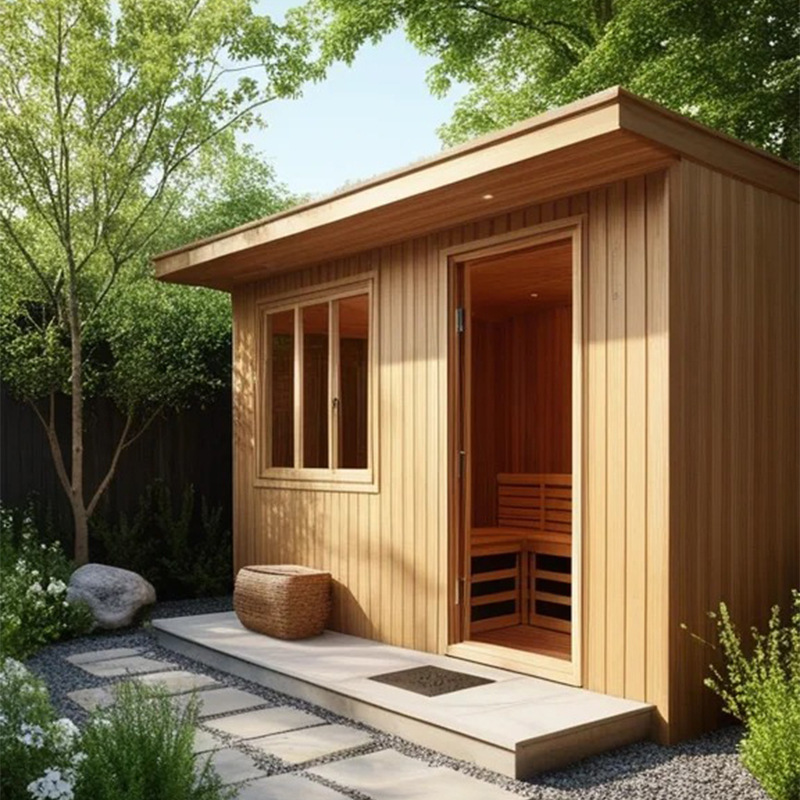 Sala de sauna de aguas termales al aire libre Sala de vapor de sudor doble individual Sala de vapor seco para cuatro personas Sala de vapor de patio multijugador Casa de madera
