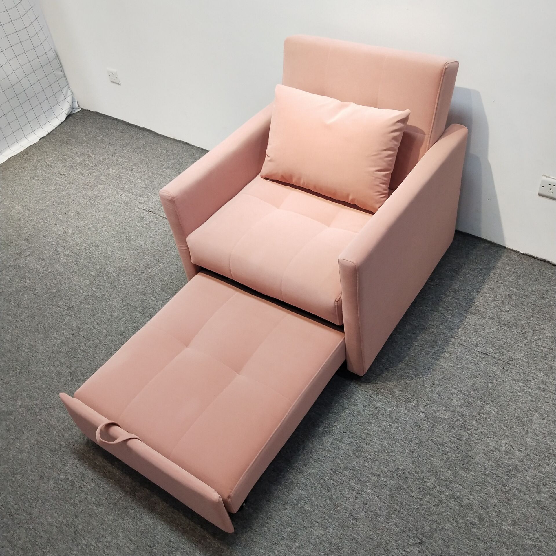 Sofá cama multifuncional de una persona sala de estar oficina almuerzo artefacto de tecnología de terciopelo balcón de chicas peinado en polvo