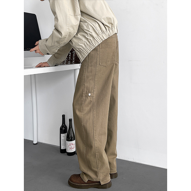 Abbigliamento casual patchwork decostruito da uomo, primavera autunno, elegante e dalla vestibilità pulita, stile americano da strada, gamba larga,_voghion.com