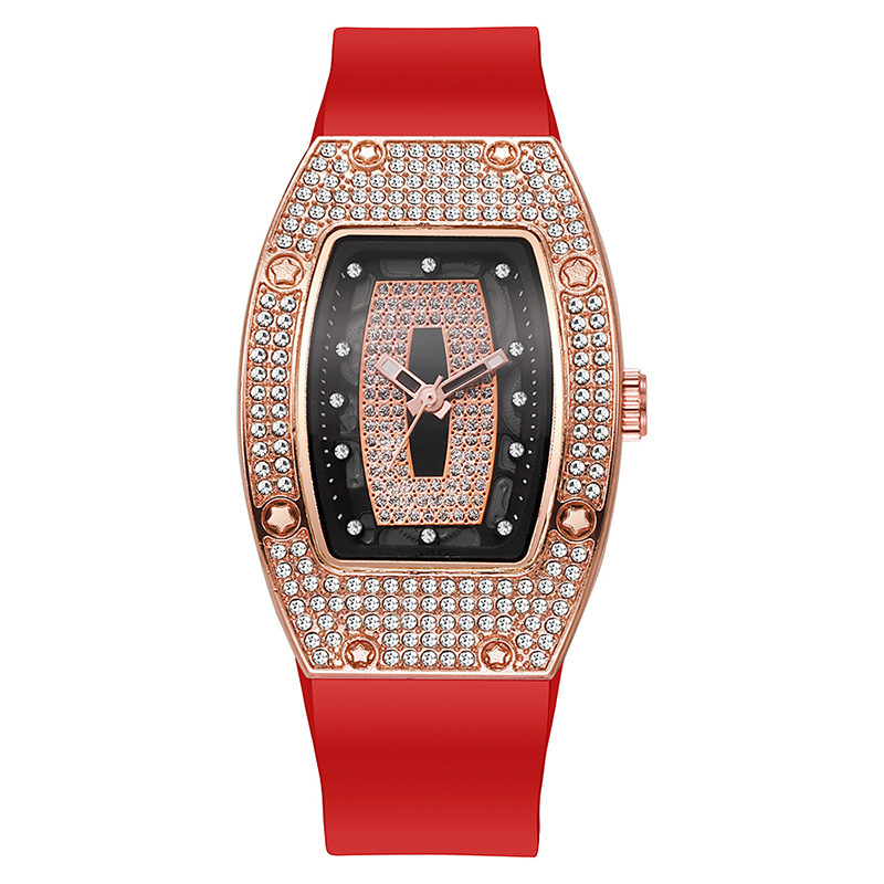 Liu's Wine Barril en forma de diamante cinta de cuarzo reloj de mujer tendencia de moda temperamento reloj de mujer reloj de silicona al por mayor