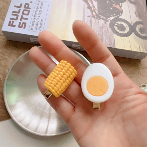 Cute simulation food hairpin wholesale funny large buns candy heart egg corn girl heart hairpin side clip student