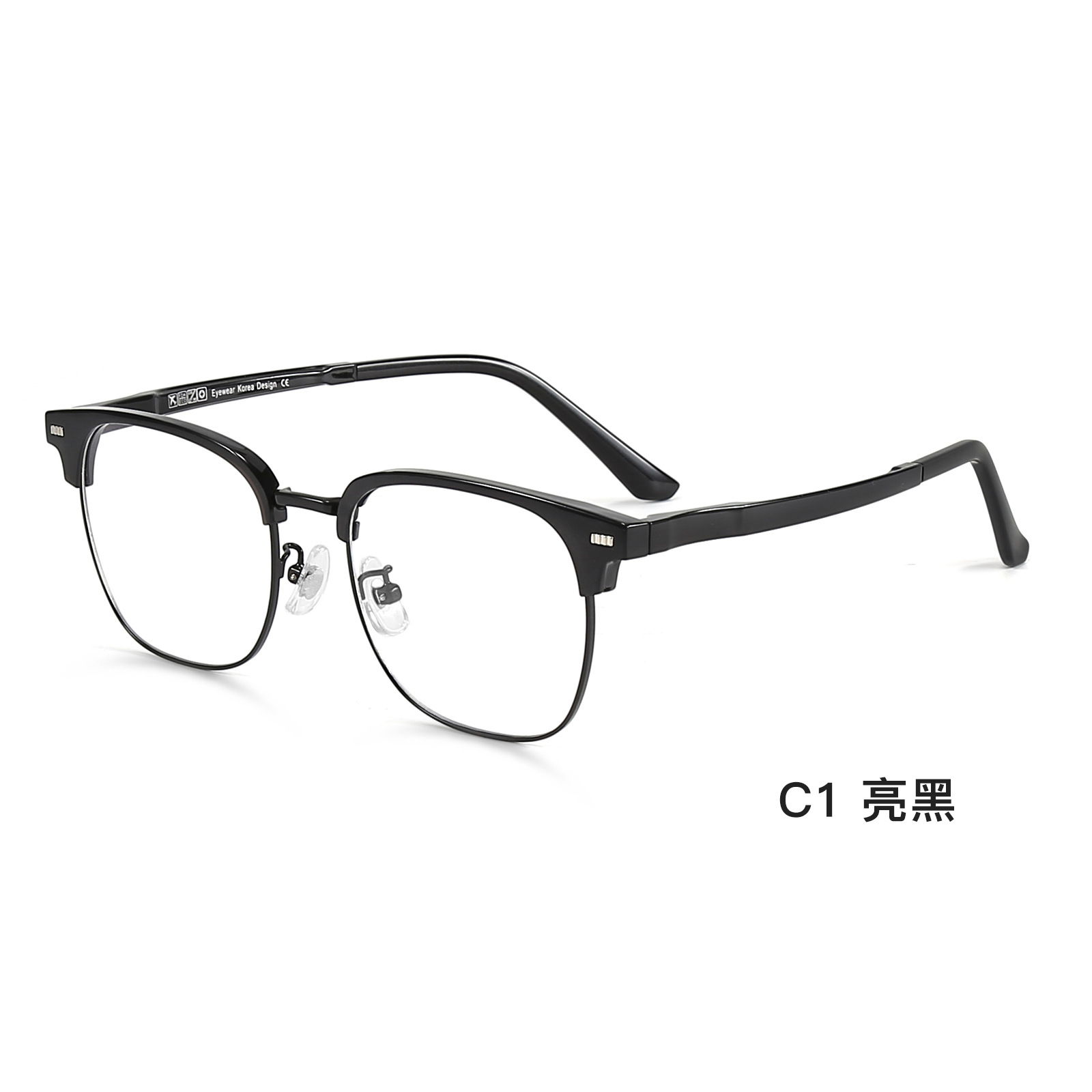 Monturas de gafas informales para negocios al por mayor, monturas de gafas grises transparentes y ligeras, monturas retro con frente curvo, monturas de gafas modernas para hombre.