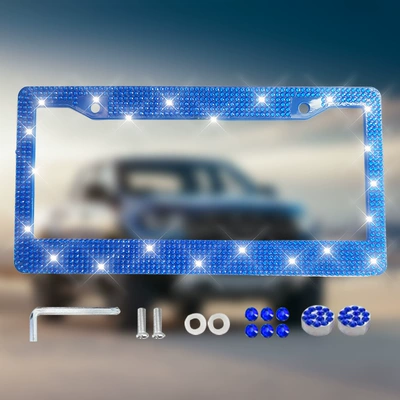 Styles of Plastic Acrylic Diamond – License plate holder/license plate holder - round-hole-single-piece-blue