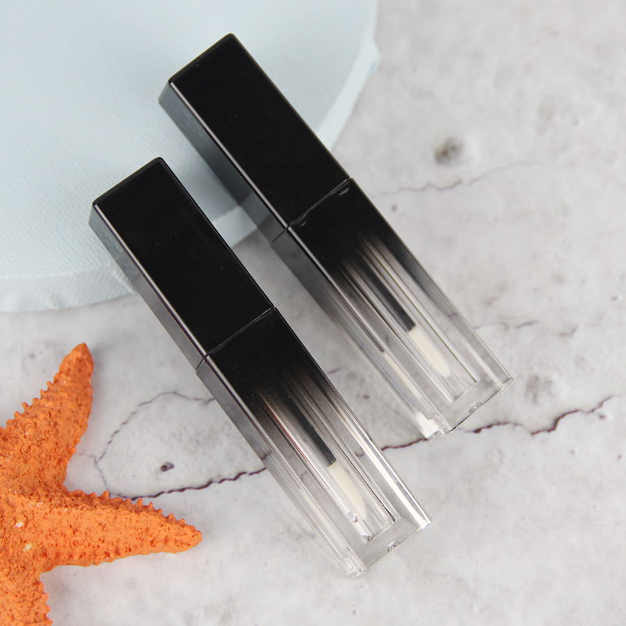 四方形渐变黑色定喷色唇釉唇彩管AS唇釉管支持小批量印刷