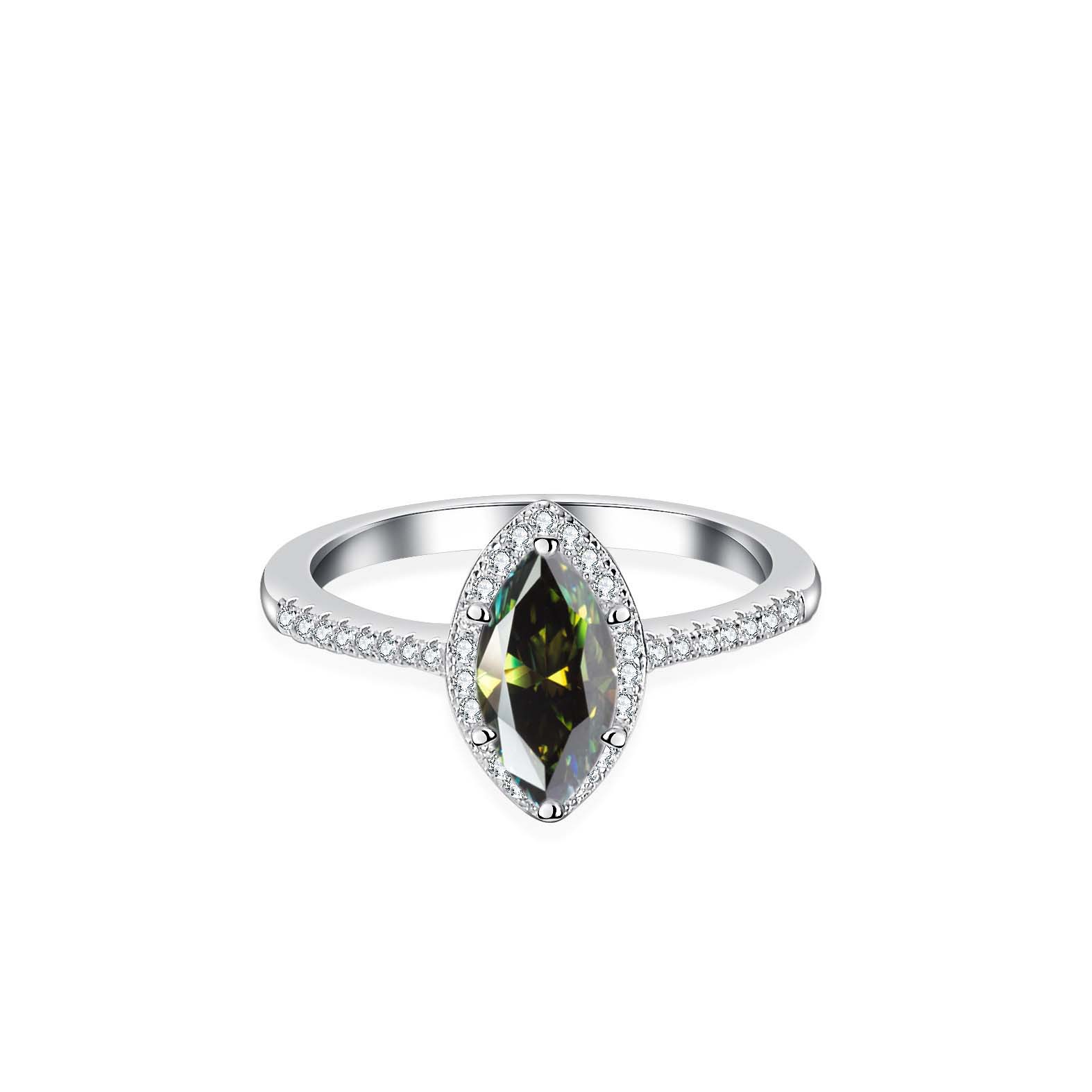 Anillo de plata s925 piedra de diamante de diamante de diamante en forma de ojo de caballo damas un anillo de quilates transfronterizo