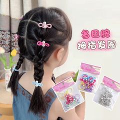 儿童银色蝴蝶结皮筋发绳珍珠拇指圈头绳小女孩扎辫子珍珠发绳