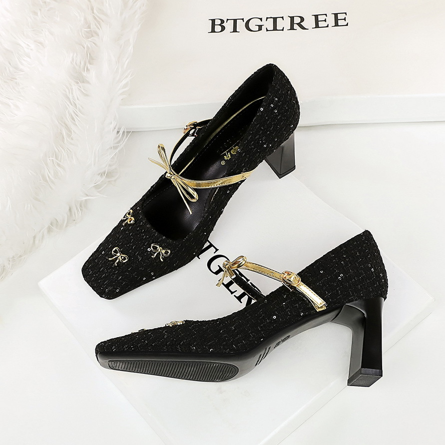 French Style Woven Women's Stiletto Pumps With Bowknot And Strap_voghion.com