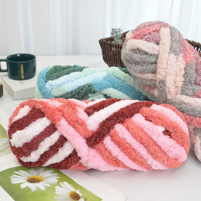Extra Thick Yarn, Super Chunky Ice Strip Yarn, Scarf Tail, Finger-Knitted DIY Materials, Rainbow Blanket, Cushion Yarn