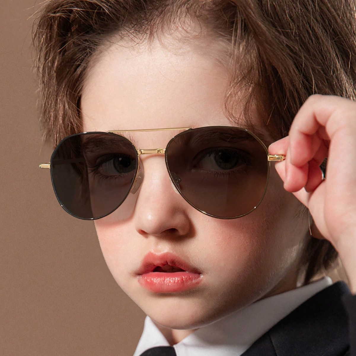 Espejo de sapo piloto de metal para niños transfronterizos, gafas de sol anti-ultravioleta de tiro callejero de moda para niños y niñas Sunglasses