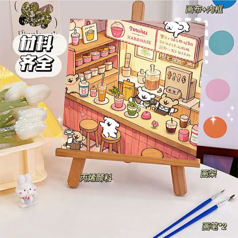 ライン子犬デジタル油絵 diy 手描き落書き漫画かわいい癒しの装飾メーカー卸売|undefined