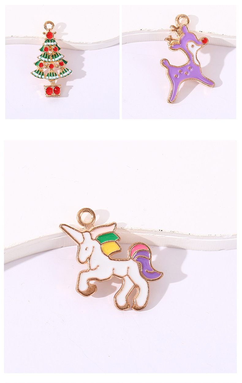 10 PCS/Package Quantity Alloy Material 10 PCS/Package 17*30mm Alloy Christmas Tree Moon Elk Pendant