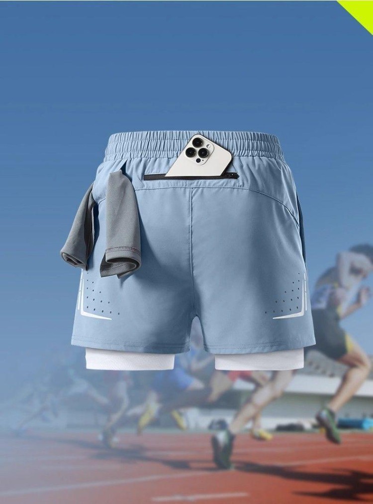 Marathon Professional Running Shorts for Men with Back Waist Pocket for Phone, Sports-Specific, Quick-Dry, Three-Point Fitness Shorts with Inner Lining