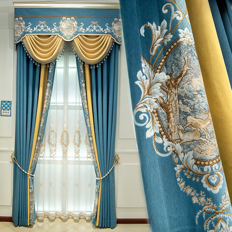 雪尼尔窗帘布料厂家提花立边 客厅卧室阳台现代简约无缝拼接窗帘