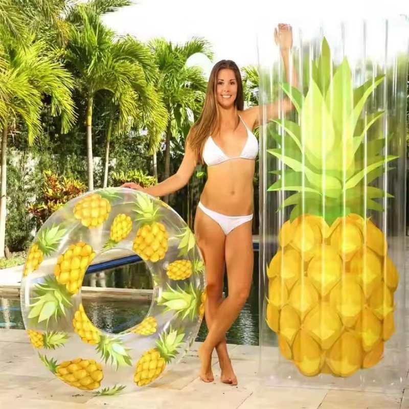 Надувной круг для плавания из ПВХ с принтом ананаса, надувной плот для бассейна, плавучая лодка для пляжа и отдыха на открытом воздухе