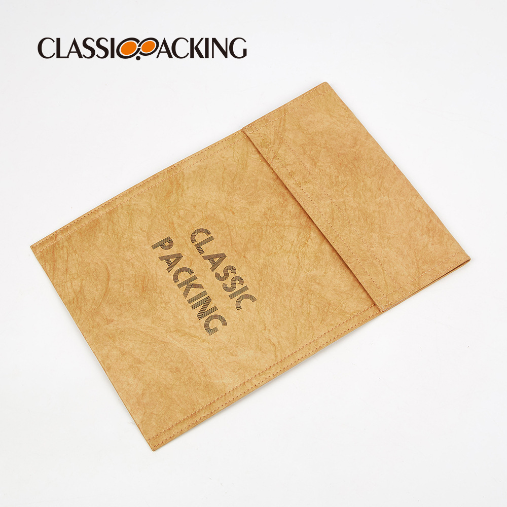 Paquete de papel kraft simple y de gran capacidad Paquete de archivo de archivo de archivo de archivo portátil a prueba de agua Paquete de almacenamiento de sellado con velcro Logotipo imprimible