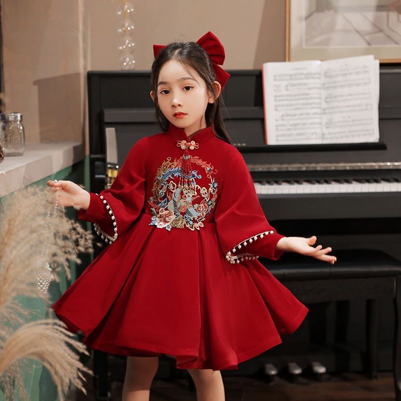 소녀의 원피스 국가 패션 자수 어린이 호스트 어린 소녀의 판초 원피스 공연 원피스 생일 공주 원피스 새해 첫날 원피스