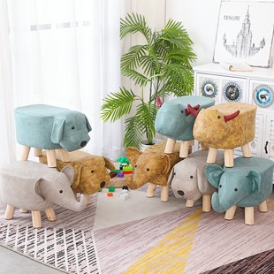 Children's small short wooden stool creative animal stool elephant fighting dog cow cartoon sofa shoe changing stool gift home