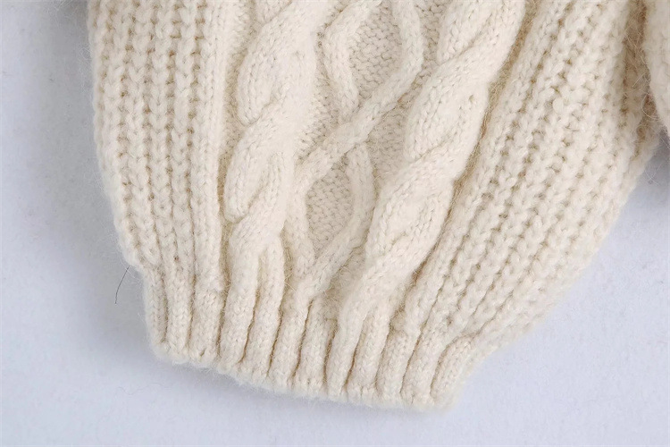 puff sleeve slim short solid color knitted sweater NSYJN118462