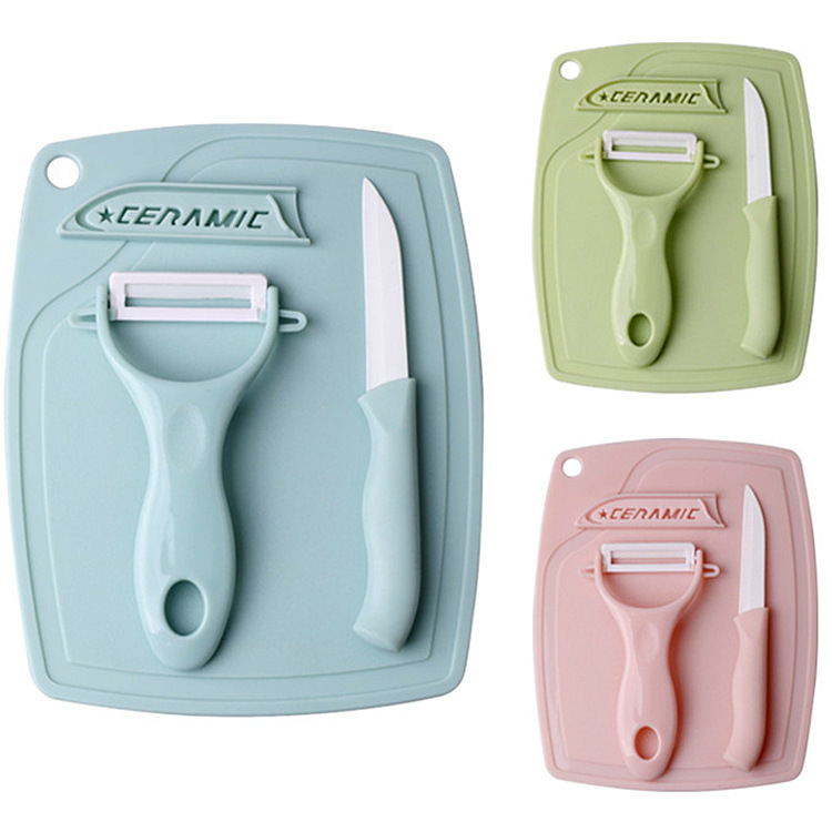 Manufacturer wholesale ceramic fruit knife set, ceramic knife three-piece set, Nordic color slicing knife 3-piece kitchen set