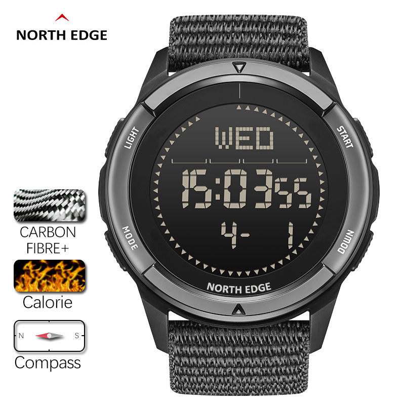 Men's Outdoor Sports Electronic Watch Step Metronome Compass Waterproof Student Watch Carbon Fiber Lightweight and Compact