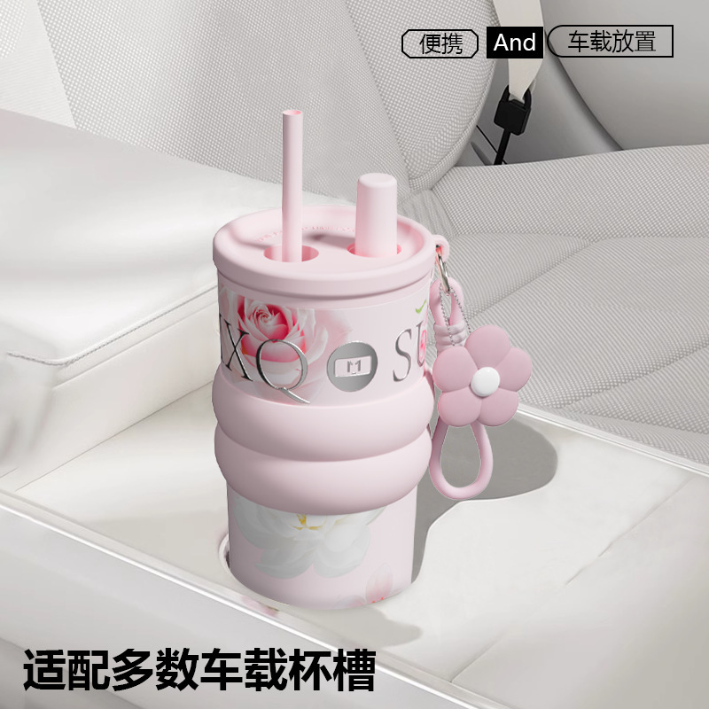 保温カップ女子高颜値2025新型大容量陶磁器内胆ストローカップ高颜値誕生日プレゼント|undefined