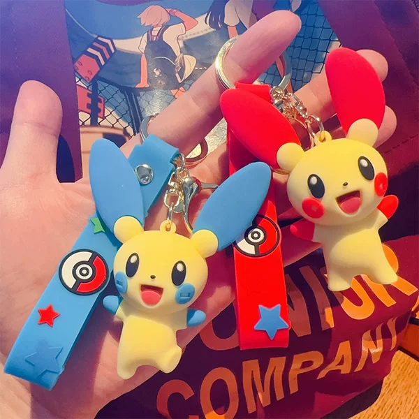 Pokémon Keychain Cartoon Pikachu and Psyduck Plush Pendant Car Keyring Decoration Creative Design
