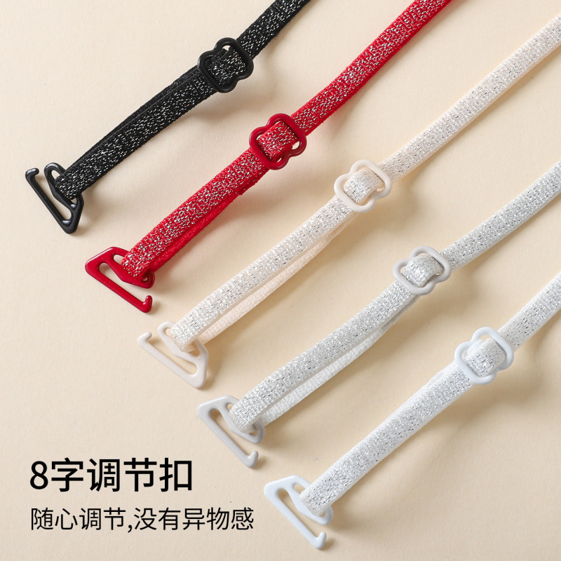 Shiny 5mm Wide Thin Shoulder Straps, Lingerie Accessories, Halter Bra Extension Straps, Cross-Back Beauty Straps, Silver Ribbon Shoulder Straps Factory
