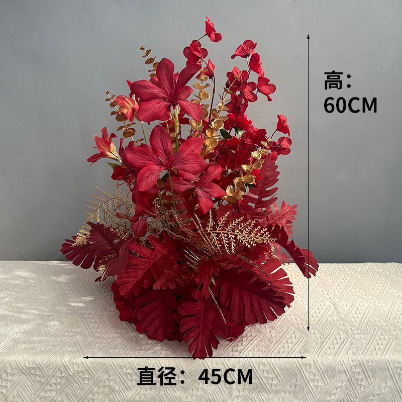 升级大尺寸订婚仿真花排花仿真绢花成品装饰尤加利花排台路婚礼|undefined