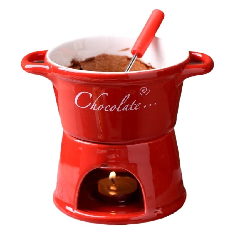 Hot Pot Cup Binaural Ceramic Chocolate Melting Oven Cheese Heating Cup Restaurant Large Candle Heat Preservation Soup Bowl