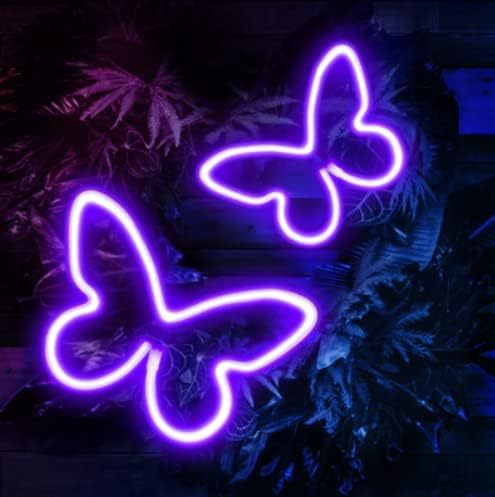 Neón LED luz de modelado mariposa Amazon en stock entrega de una sola pieza dormitorio decoración de la pared regalo de cumpleaños