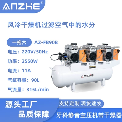 Dental Air Compressor Oil-Free Silent 90L Multi-Chair Air Pump for Dental Clinic Use Air Compressor Equipment