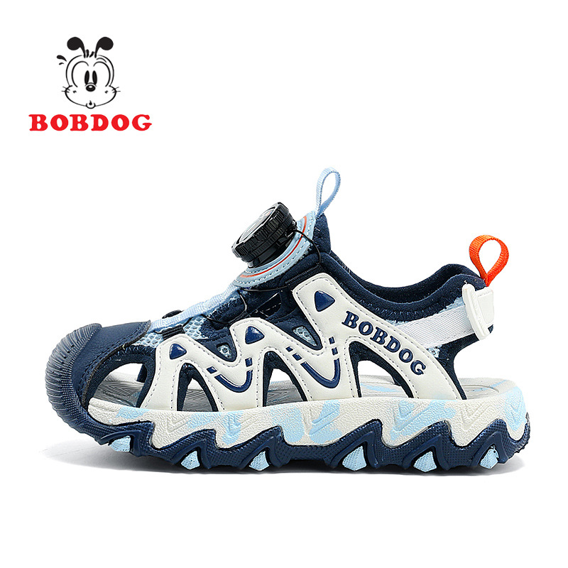 Babudou Zapatos para niños Niñas Baotou Sandalias de botón giratorias Nuevo estilo antideslizante Suela suave Zapatos deportivos de playa para niños