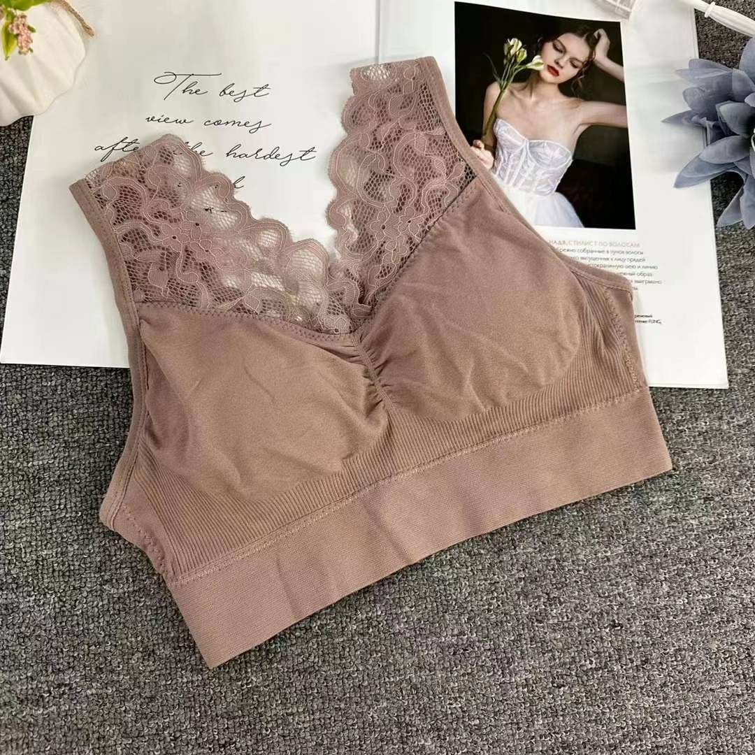 Nueva copa fija de encaje, chaleco de alta calidad, bra de yoga sin anillo de acero, ropa interior deportiva, mujer al por mayor image 4