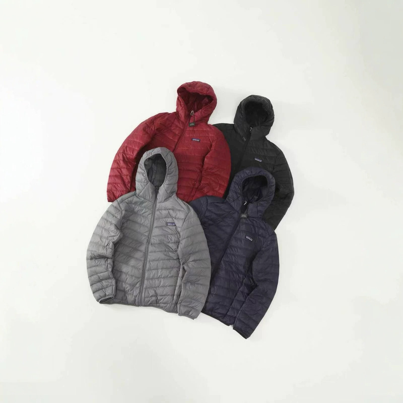Cross-border wholesale pata men's and women's autumn and winter outdoor hiking sports casual ribbed hooded lightweight down jacket