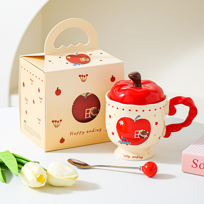 Taza de cerámica de manzana creativa, regalo de oficina, taza de café, taza de agua, taza de desayuno para parejas, regalo