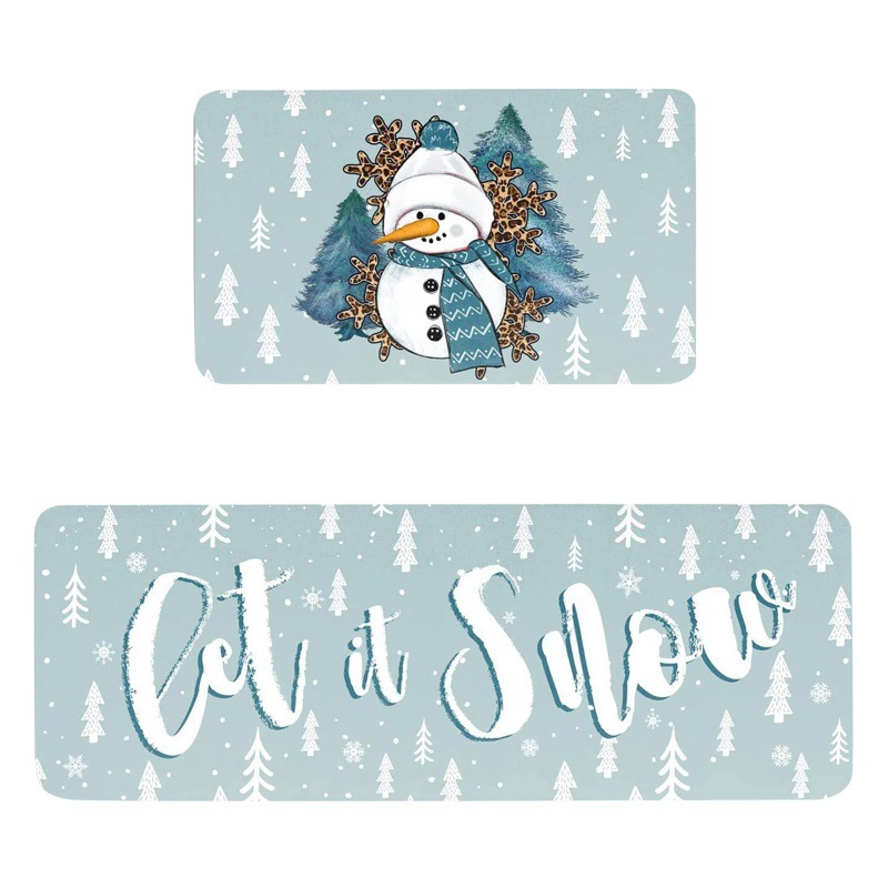 Tapetes de piso navideños de invierno resistentes a las manchas y absorbentes, tapetes de entrada antideslizantes, tapetes de baño para vestíbulo en existencia, tapetes duraderos para uso doméstico y comercial.