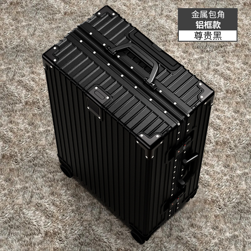 Maleta de viaje resistente al desgaste, maleta con estructura de aluminio, maleta con forma de letra, equipaje con ruedas universales de 20 pulgadas, maleta con doble cremallera, aleación de aluminio.