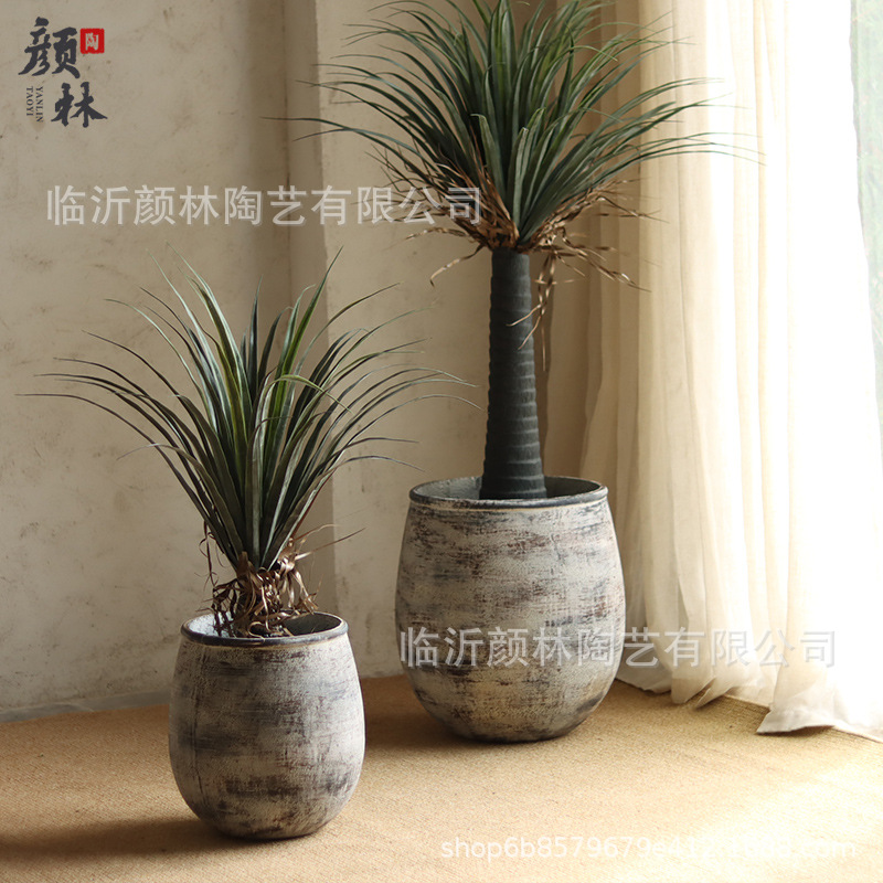 Simple y creativo maceta de flores de cemento sala de estar verde interior balcón patio plantación de flores de piso centro comercial hotel decoración maceta